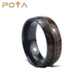 Poya 8mm Wholesale Trendy Vintage Whiskey Barrel Wood Guitar String Inlay Tungsten Ring