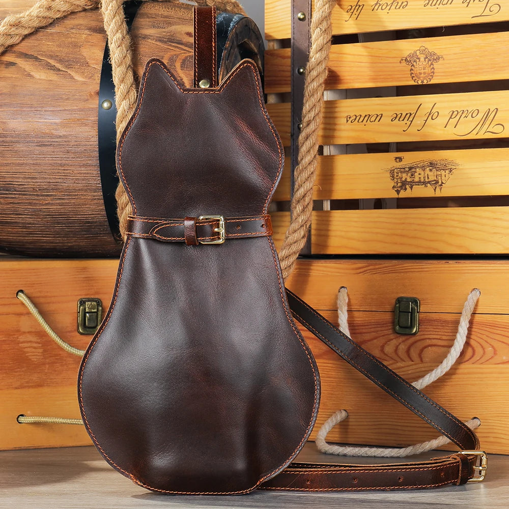 Design Vintage Crazy Horse Genuine Leather Sling Bag Single Shoulder Daypack Crossbody Chest Bag Leather Chest Bag Men