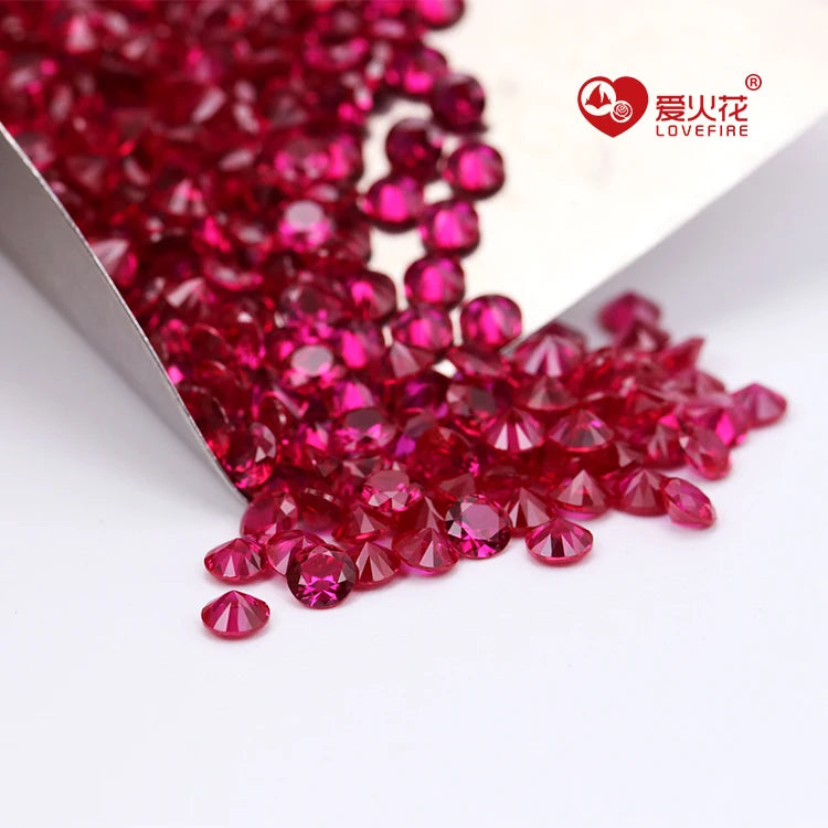 1000pcs/package 0.8-3.0mm Synthetic Corundum Gemstone 5# Ruby Color Round Cut Loose Red Corundum Stone