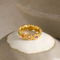 New Style Dainty Stacking Pearl French 18K PVD Gold Plated Stainless Steel Ring Jewelry