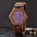Newest Design Square Fashion Double Display Analog Digital Watch Customizable Logo Wood Watch Box Luxury Men Limited Edition