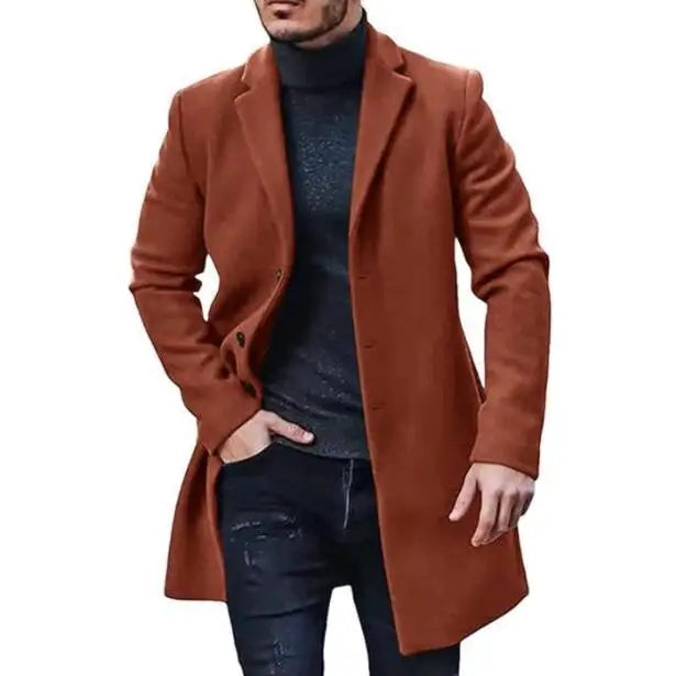 Wholesale Winter Mid Length Jacket Men Fashion New Windproof European Size Trench Coat