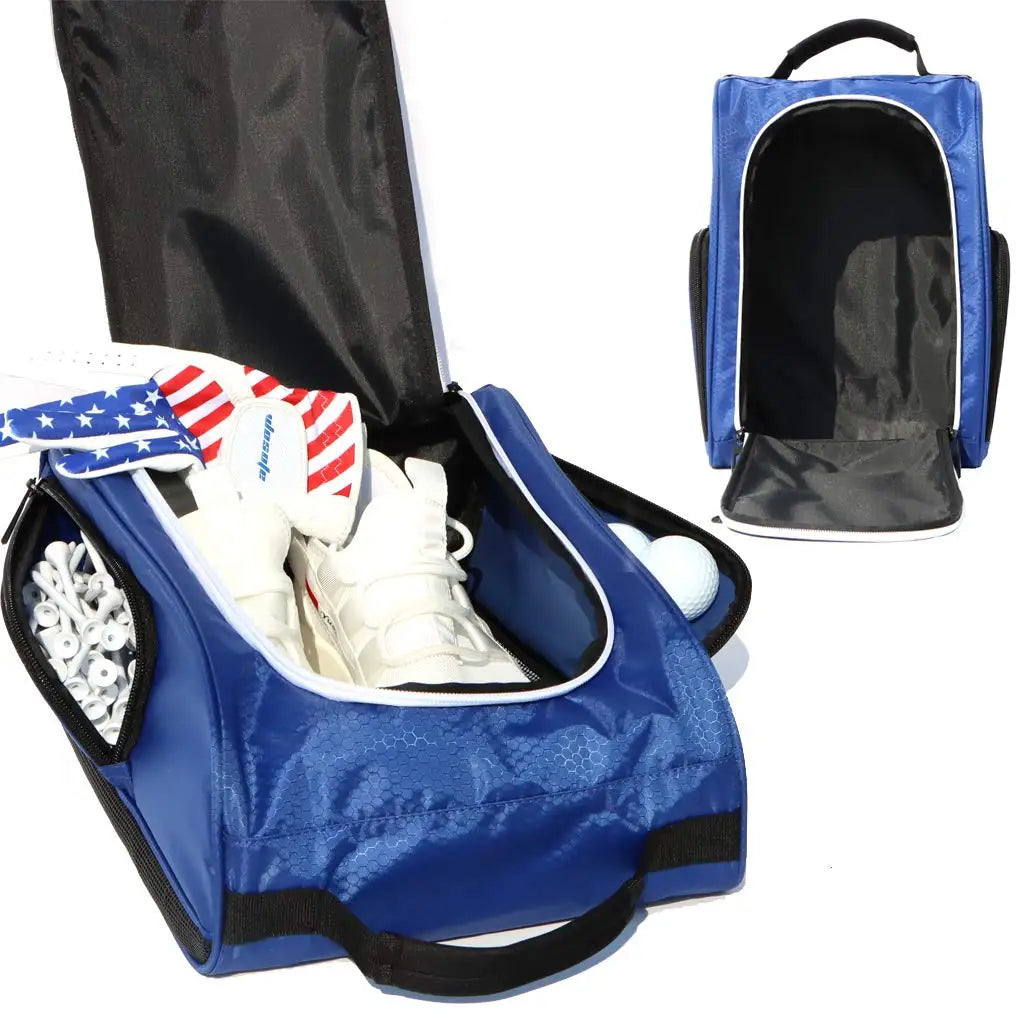Customize  Lightweight Shoe Bag with Ventilation and 3 External Pockets for Golf Accessories Golf Zippered Shoe Bags