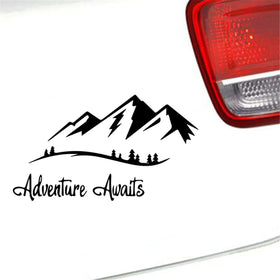 Adventure Awaits Mountain Car Vinyl Sticker Window Laptops Decal Removable Gift Die Cut Decals Laptop Window Glass