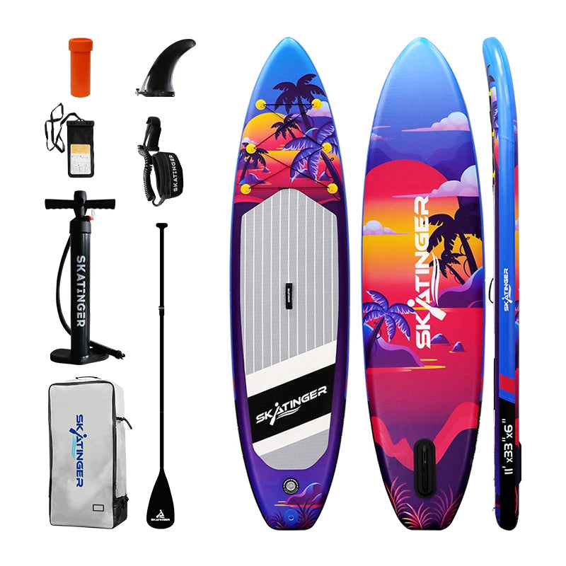 Skatinger Customizable Inflatable Stand-Up Paddleboard Surf SUP Board for Water Play Includes Pump Accessory