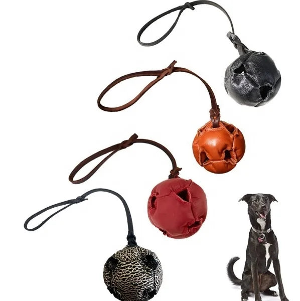 USMILEPET Top-Selling Cowhide Ball Bite Vent Leather Pet Training Toy Sustainable Pet Training Supplies for Small Medium Dogs