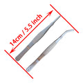 14cm 5.5 Inch Straight and Curved Stainless Steel Round Blunt Tweezers Serrated Tip