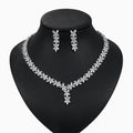 Genya Platinum Necklace and Earrings White Gold Plated Jewelry Set  for Women and Girls Crystal  Bridal Wedding Jewelry Sets
