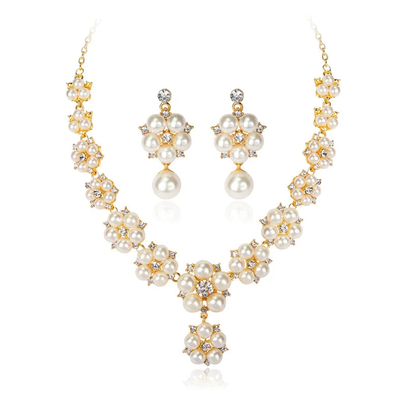 The Manufacturer Sells Fashion Necklace Pearl Set Bridal Accessories Pearl Necklace and Earring Set