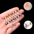 HENGSEN Trendy Piercing Jewelry Wholesale 16g Gold Silver CZ Diamond Flower Geometry Shape Stud Helix Cartilage Earring