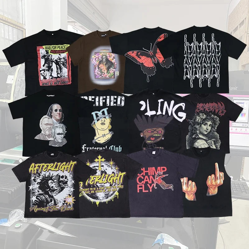 Oversized Heavyweight Knitted Silk/Cotton T-shirt with Kornit DTG Big Logo Print Custom Graphic for Men