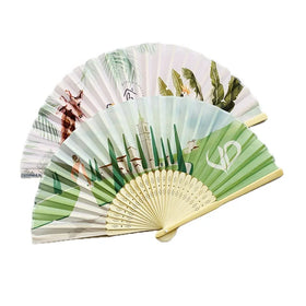 Bamboo Crafts Wholesale Personalized Custom LOGO Printing Fabric Hand Fan Bamboo for Thanksgiving Gifts