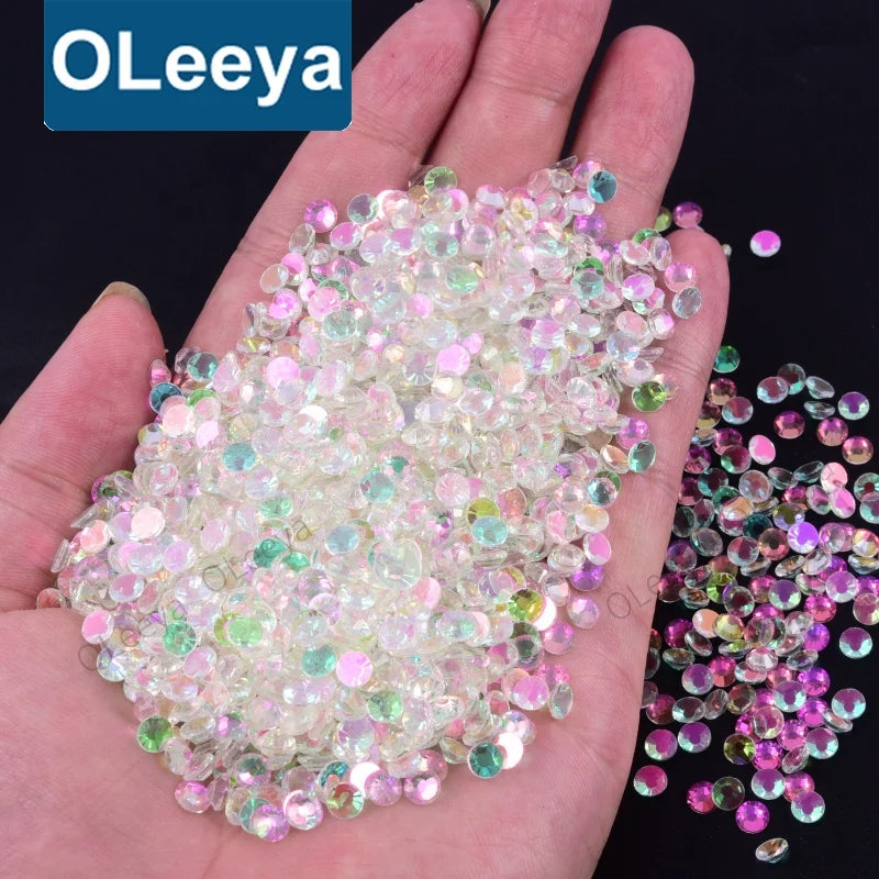 OLeeya Factory Wholesale 2028 Quality Glass Flat Back Cold Fix Crystals Aurora Non Hot Fix Rhinestones for Garment