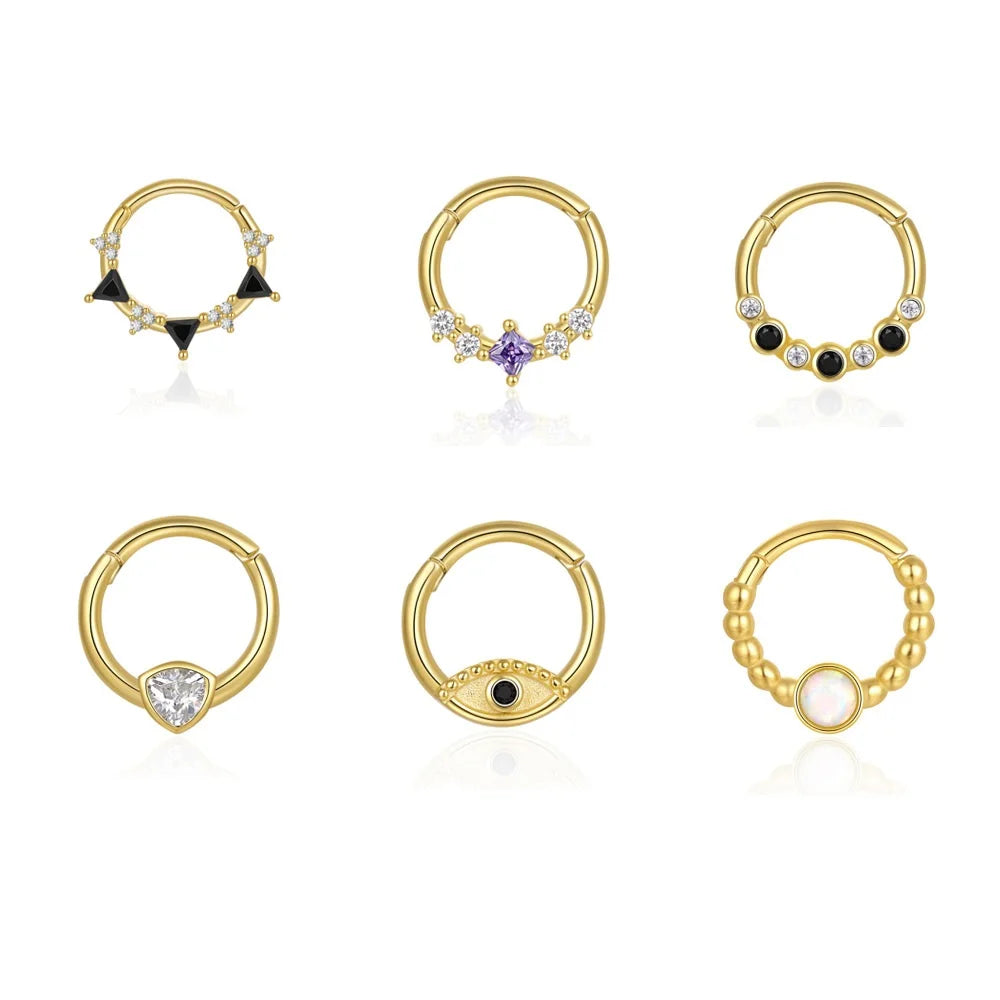 925 Sterling Silver 18K PVD Gold Plated Black Triangle Zirconia Piercing Earrings Gift for Woman