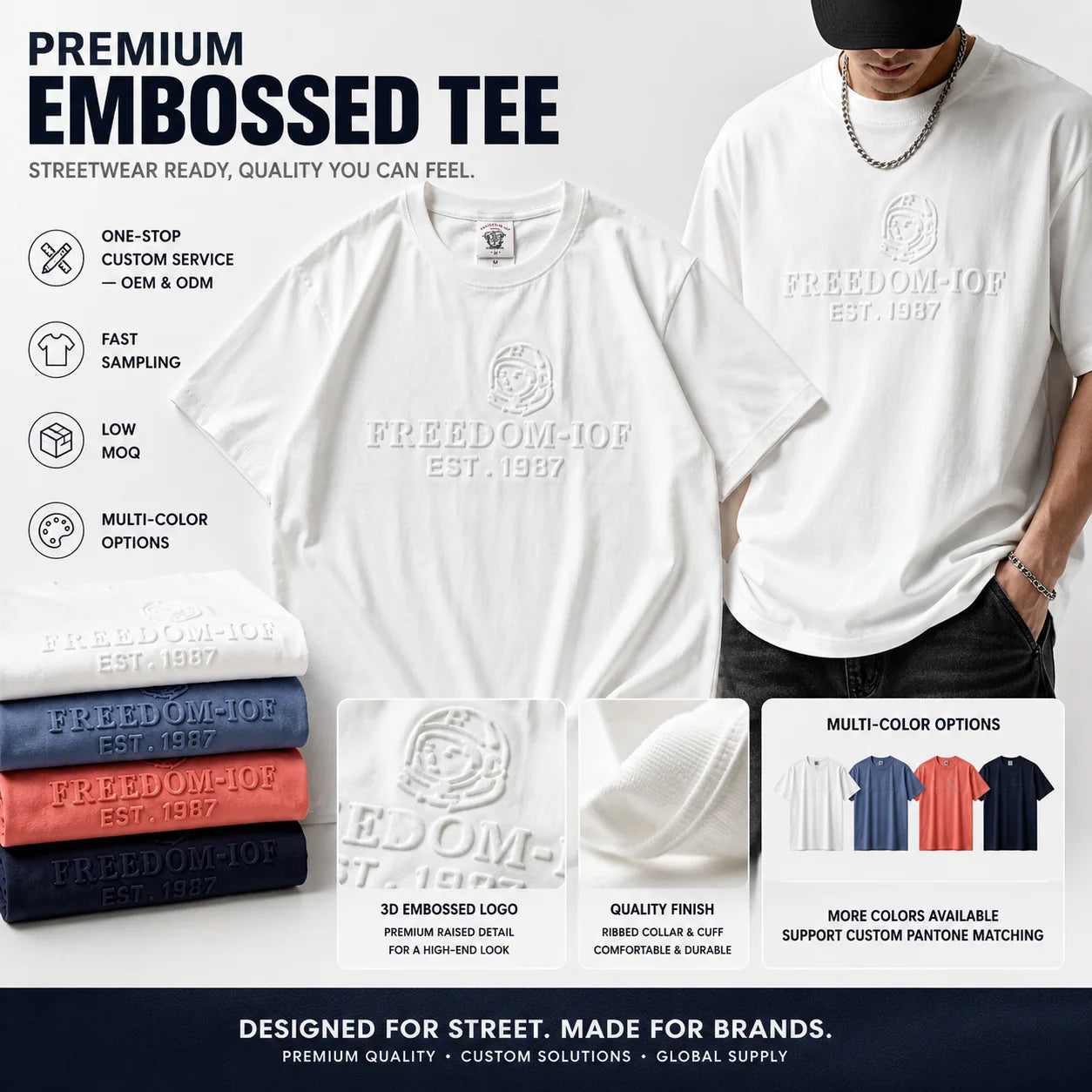 Print Emboss Tee Shirt Custom 3D Embossed Oversized Graphic Men T Shirt High Quality Streetwear Urban Fashion Top