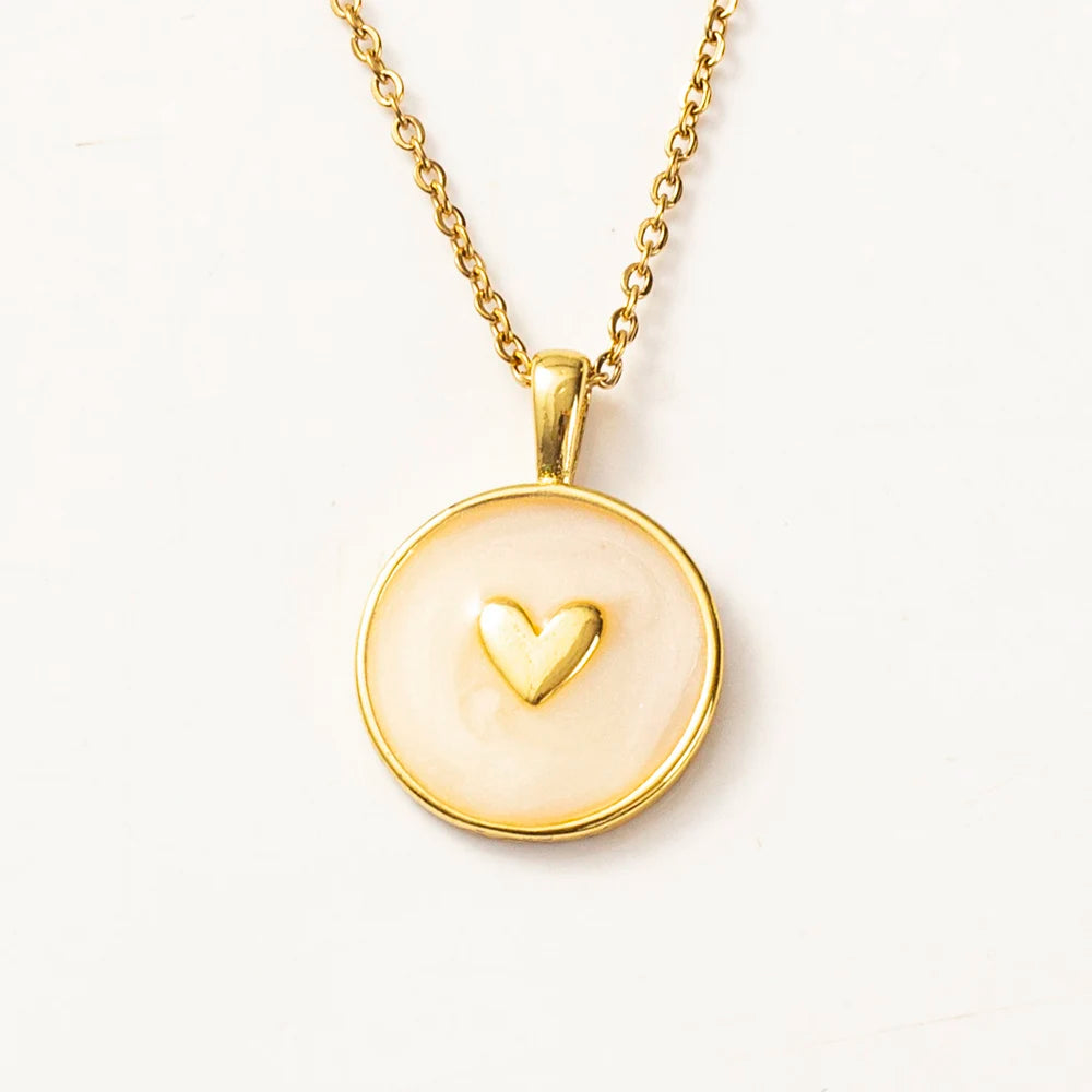 Romantic White Enamel Heart Pendant for Necklace Women Fashion Gold Love Heart Charm Necklace DIY Jewelry Accessories
