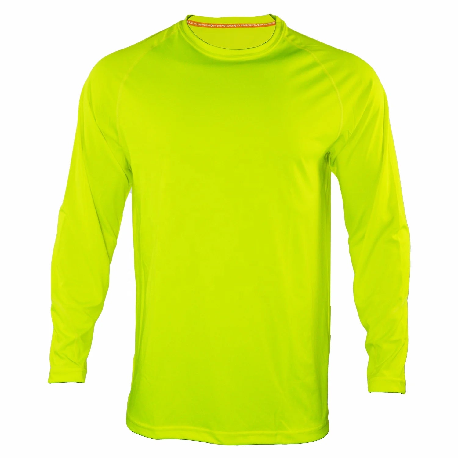 Mens Long Sleeve Fluorescent Color Performance Fishing Shirt Stock Blank 100% Polyester Plus Size Breathable UPF 50+ Quick Dry