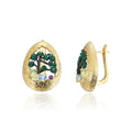 Abiding Natural Gemstone Handcrafted Earring Gold Plated 925 Sterling Silver English Lock Earring Enamel Craft Fine Jewelry