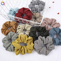 QIYUE Polyester Checkered Scrunchies Scrunchy Hair Tie Ponytail Holder