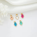 Hot Sale 14K Gold Plated Pendant Fatima Diy Wholesale Enamel Evil Eye Hamsa Hand of Fatima Charms for Jewelry Making Accessories