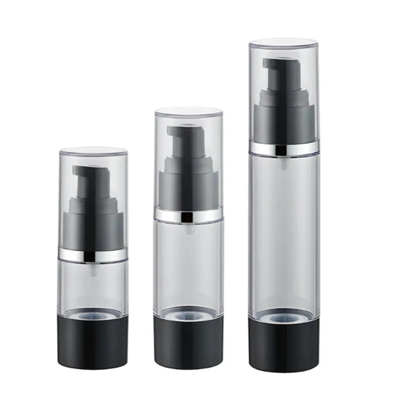 Wholesale Black clear 30ml 50ml 80ml 100ml 120ml Plastic Airless Pump Lotion Bottle 15ml 30ml 50ml Refillable Empty Lotion Oil MegaBDM