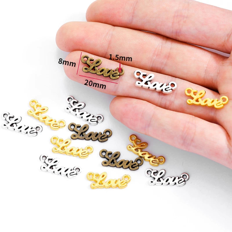 Metal Alphabet Letters LOVE Charms for Jewelry Making Diy Hand Made Accessories 20*18mm S102