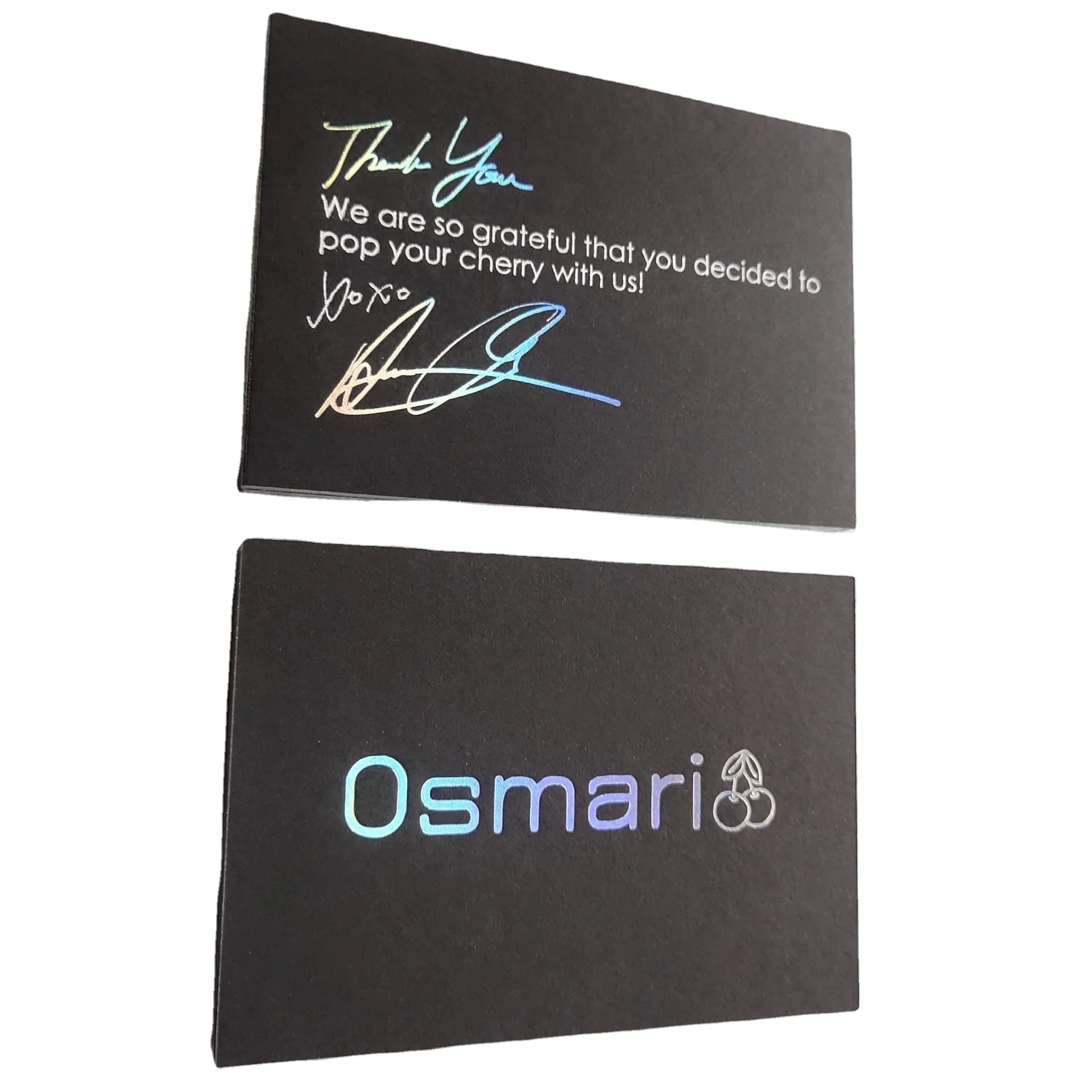 Business Cards Printing with Hot Holographic Stamping Printing and Edges CMYK Thank You Cards