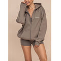 L230653 Factory Custom Design Cotton Women Full Zip up Hoodie Oversized Hoodie With Drawstrings for Women Crop Jumper Sweatshirt
