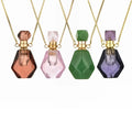 Wholesale Gold Plated Rose Crystal Essential Oil Perfume Bottle Pendant Necklace Natural Stone Aromatherapy Necklace for Gift