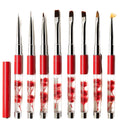 Colorful Liquid Sakura Handle Gel Nail Pinceles Professional Liner Round Flat Oblique Fan Shaped Nail Art Brush 3D Acrylic Brush
