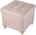 Fashion Foldable Storage Ottoman Footrest  With Wooden Feet and Lid