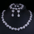 Wholesale Luxury Bridal Wedding Jewelry Set Open Adjustable Ring Shiny Water Drop Square Zircon Jewelry Set for Women