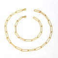 Joolim Jewelry 18K Gold Plated Paper Pin Link Necklace & Stainless Steel Bracelet Set Trendy Geometric Style for Gift Wholesale