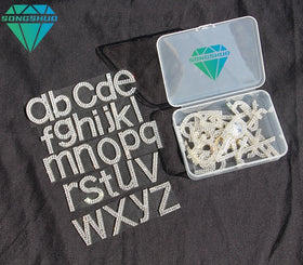 2024 New Rhinestone Hotfix Heat Transfers Small Letters 3d Patch Rhinestones Alphabet Letters
