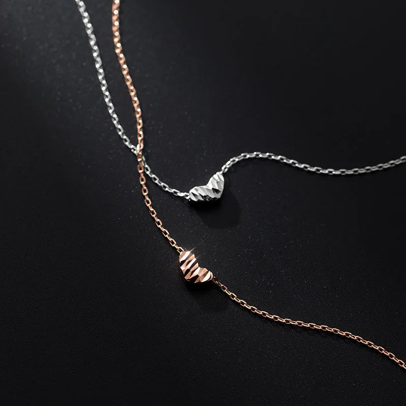 Small Heart Pendant Necklace Rose Gold Plated Chain 925 Sterling Silver Necklaces Fine Jewelry for Women Girlfriend