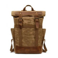 BSCI Factory Wholesale Large Capacity Vintage Waxed Canvas Backpack Custom logo Vintage Roll Top Men Business Laptop Backpack