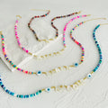 DS Women Polymer Clay Beads Necklace with Shell Letter Beads Charm  Fashion Jewelry Evil Eye Beaded Choker Necklace
