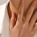 Stainless Steel Oval Rings for Women Hollow Simplicity Geometric Stainless Steel Ring Adjustable Bijouterie Wholesale