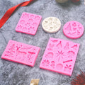 New Christmas Silicone Mold White/Pink Eco-Friendly Santa Claus Deer Dropping Gel Hand Ledger DIY Decoration Holiday Gift