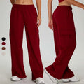 SHINBENE Autumn 31" Elastic Waist Loose Fit Casual Cargo Lounge Joggers High Waist Straight Leg Sweatpants for Women