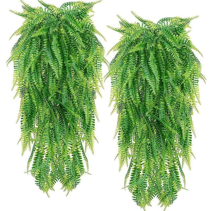 Wholesale Cheap Price 69 Leaves Plastic Boston Fern Hanging Vines Hotel Wedding Ceiling Plants