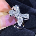 Korean New Fashion Temperament Luxury Sweet Ring Elegant Versatile Ladder Square Zircon Bow Wedding Rings for Women