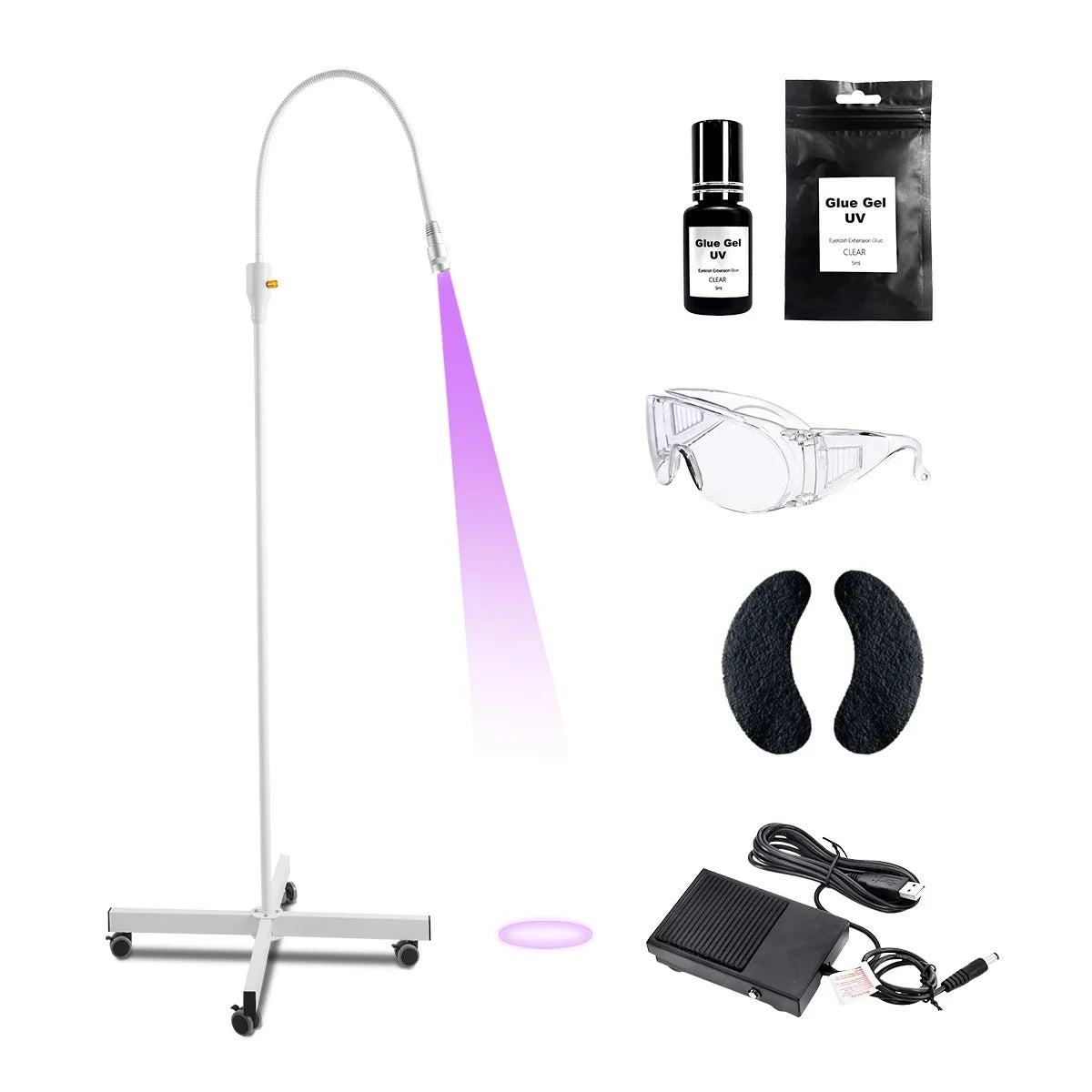 5W/10W Custom Private Label Lash Extension Gel Polish LED UV Glue Lamp Full Set with Foot Pedal Dual Light Source Fastest Curing