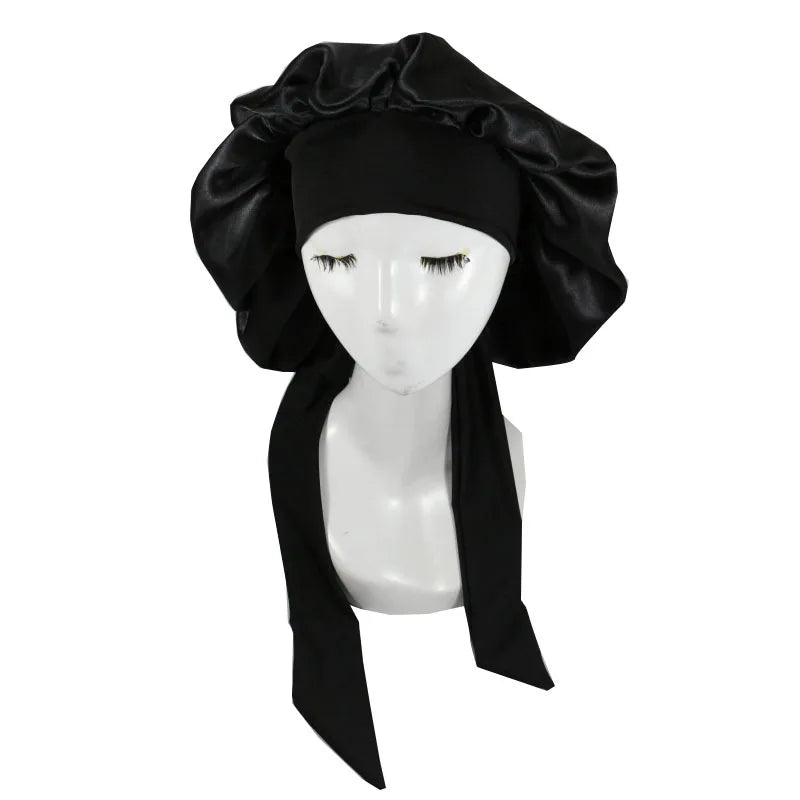 BESTELLA Women's Tinted for Nightcap Bonnet Elastic Soft Satin Sleep Cap for Daily Use Elegant Bow Tie Night Hair Sleeping Hat