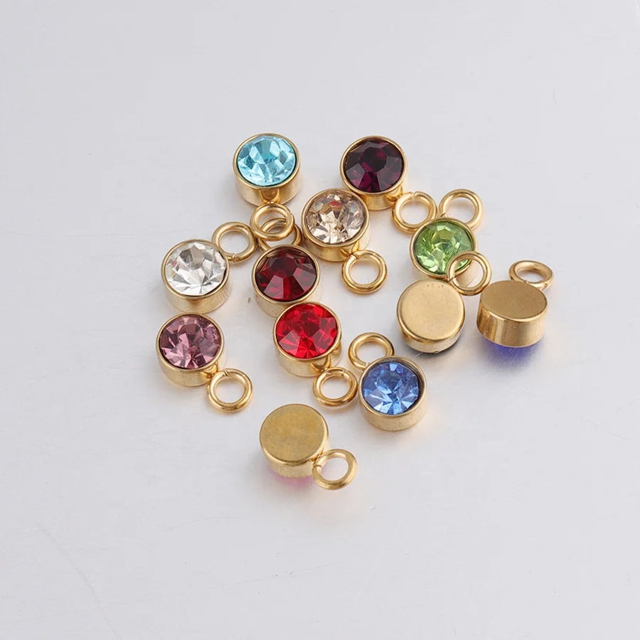 Crystal Birthstone Charms Beads Pendants for Jewelry Findings With Rings DIY Jewelry Making Necklace Bracelet (12 Colors)