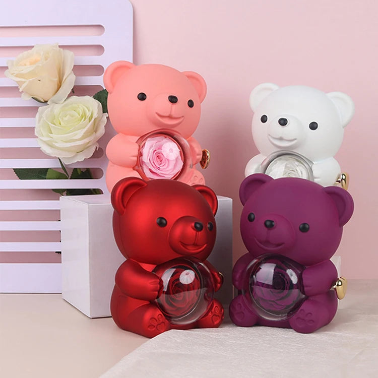Valentine's Day Luxury Rotating Hug Cute Bear Jewelry Box