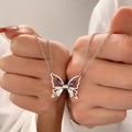 2Pcs/Set Lovers Romantic Magnetic Couple Necklace Micro Zircon Hollow Butterfly Pendant Clavicle Chain Friendship Party Jewelry