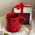 L  New Year Vintage Breakfast Water Cups Merry Christmas Waisted Thin Red Green Diner Coffee Mug