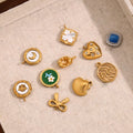 N&S Vintage Four-Point Star Heart Pendant 18K Gold Plated Stainless Steel Charm for Gift Fashion Jewelry