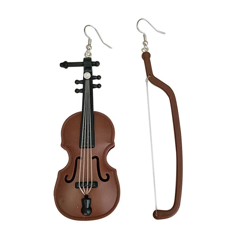 Wholesale Popular Musical Instrument Accessories Party Jewelry Classical Music Violin Art Acrylic Earrings for Women 2023
